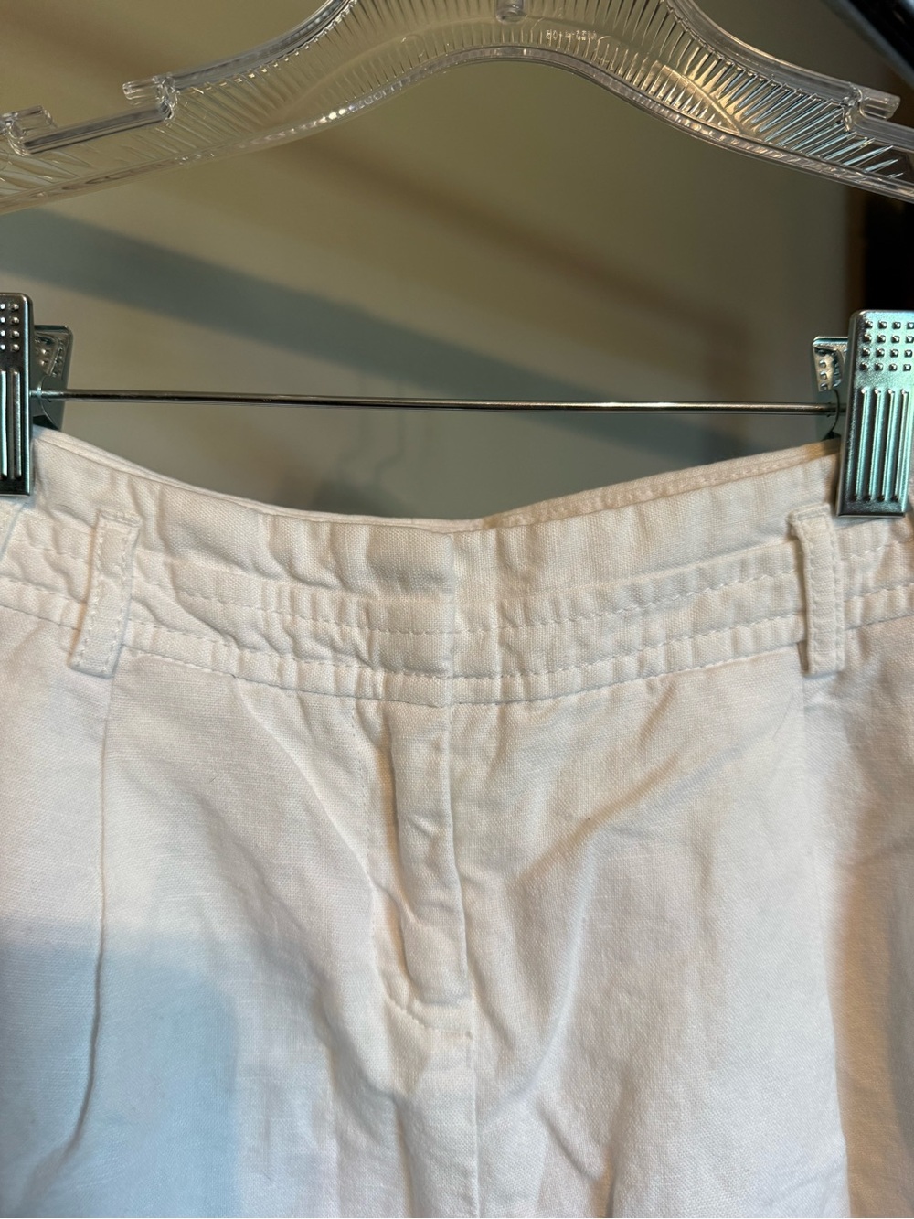 Express White Cuffed Linen-Blend Shorts - Picture 3 of 7